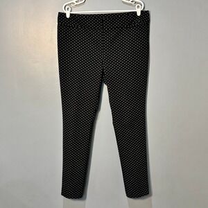 Ann Taylor Signature Pants Womens 14 Black Polyester Polka Dot Slim Work Classic